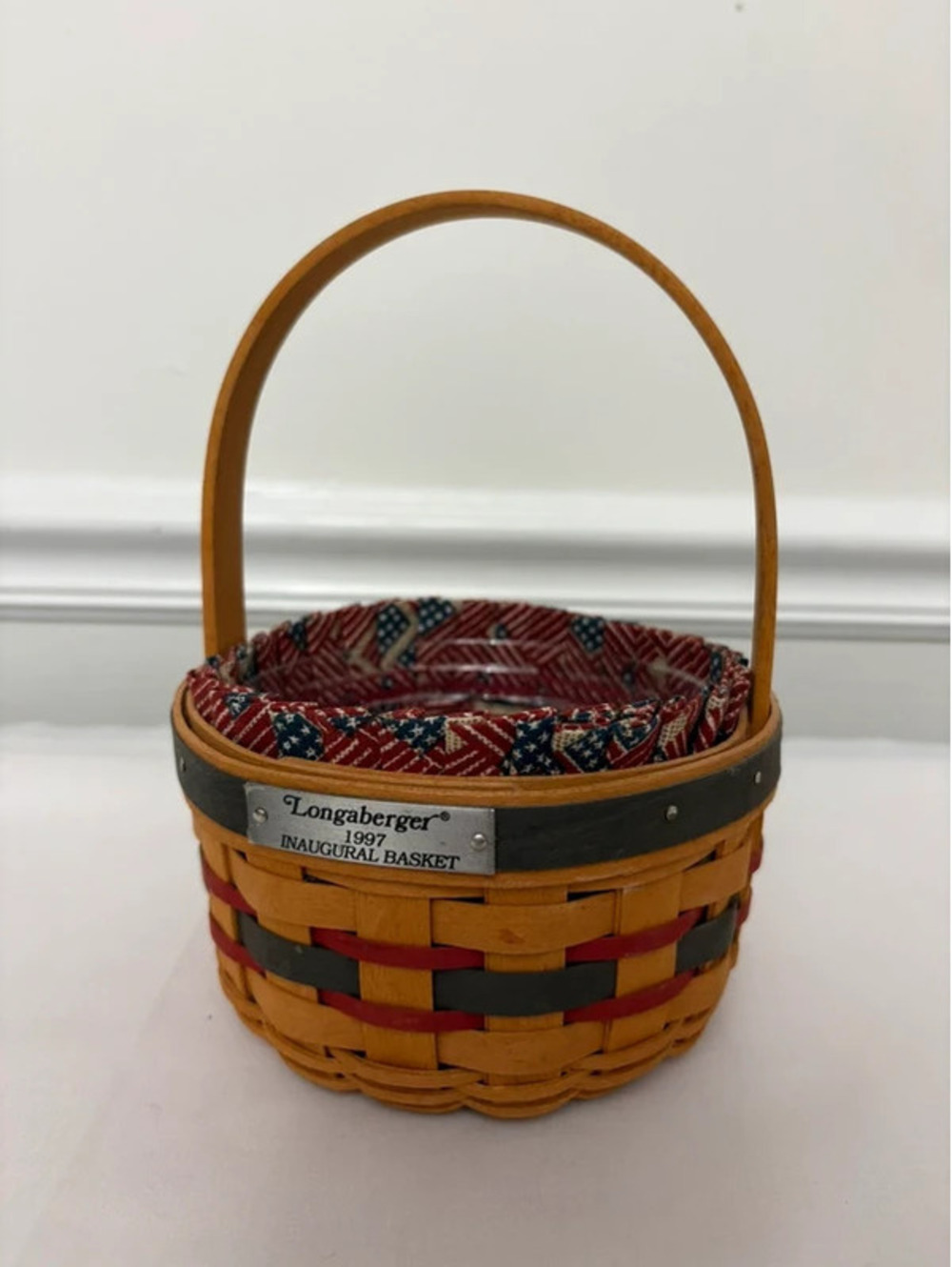 Longaberger 1997 Inaugural Basket Patriotic Liner & Plastic Protector